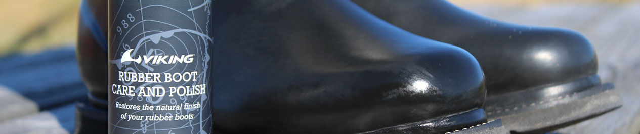 Gummistøvler før og efter pleje med Viking Rubber Boot Care